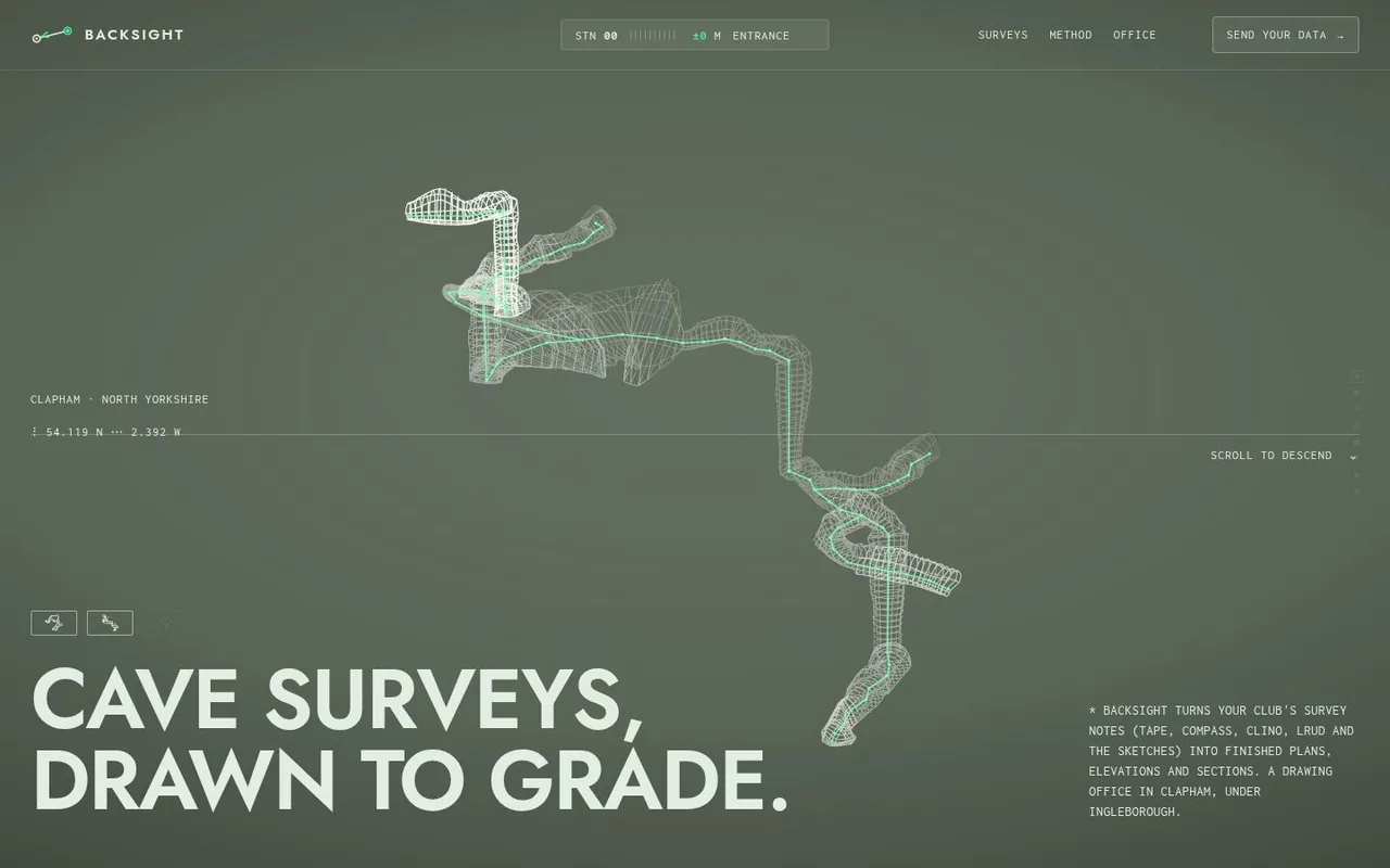 The top of BACKSIGHT as it looks in a browser.