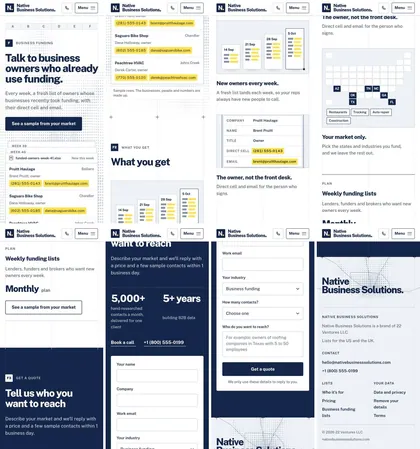 The same page at phone width.