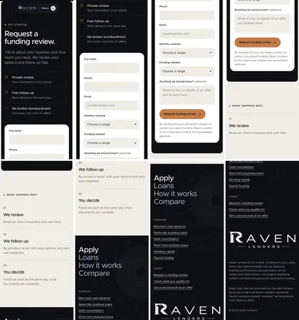 The same page at phone width.