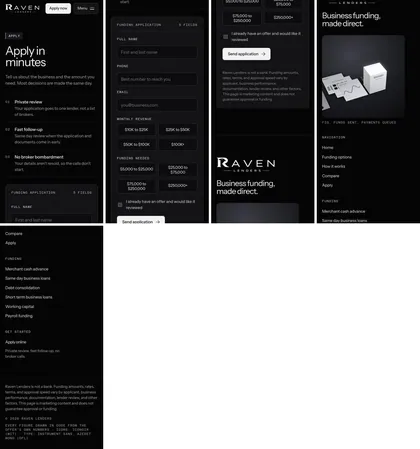 The same page at phone width.