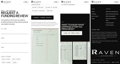 The same page at phone width.