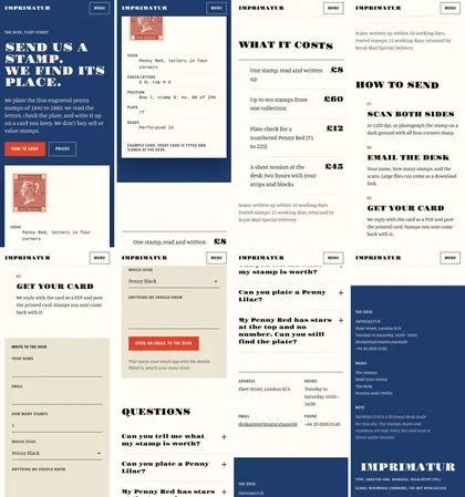 The same page at phone width.