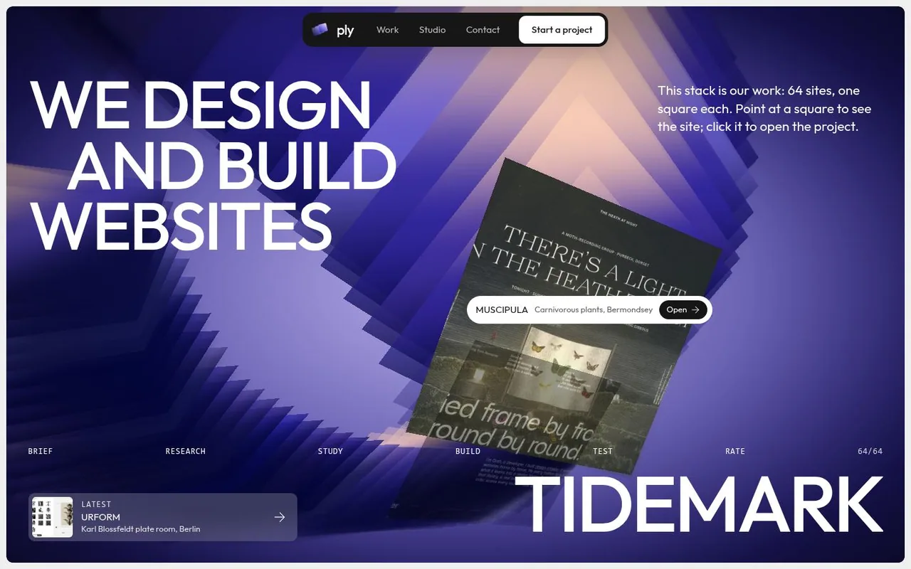 The top of PLY as it looks in a browser.