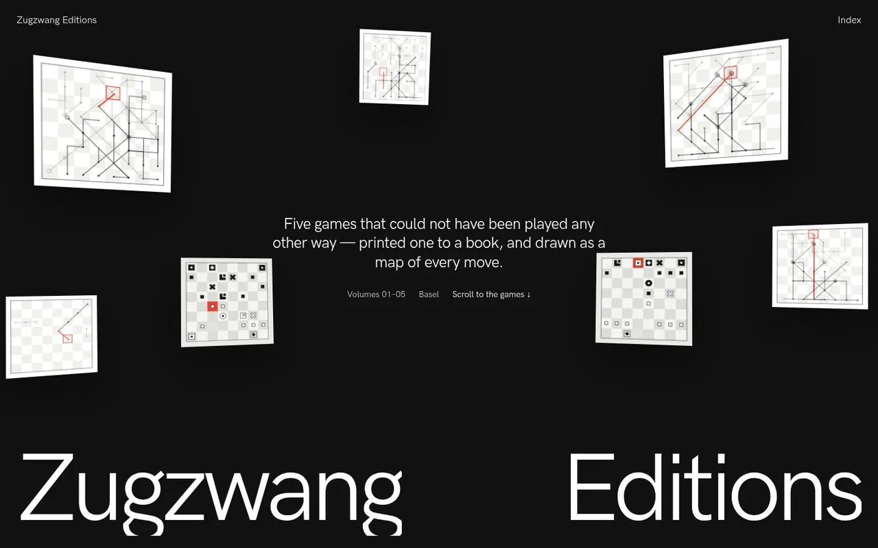 The top of ZUGZWANG Editions as it looks in a browser.