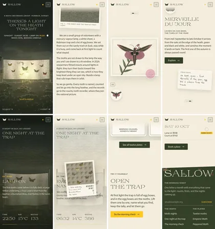 The same page at phone width.