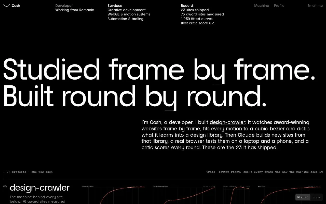 The top of COSH as it looks in a browser.