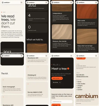 The same page at phone width.