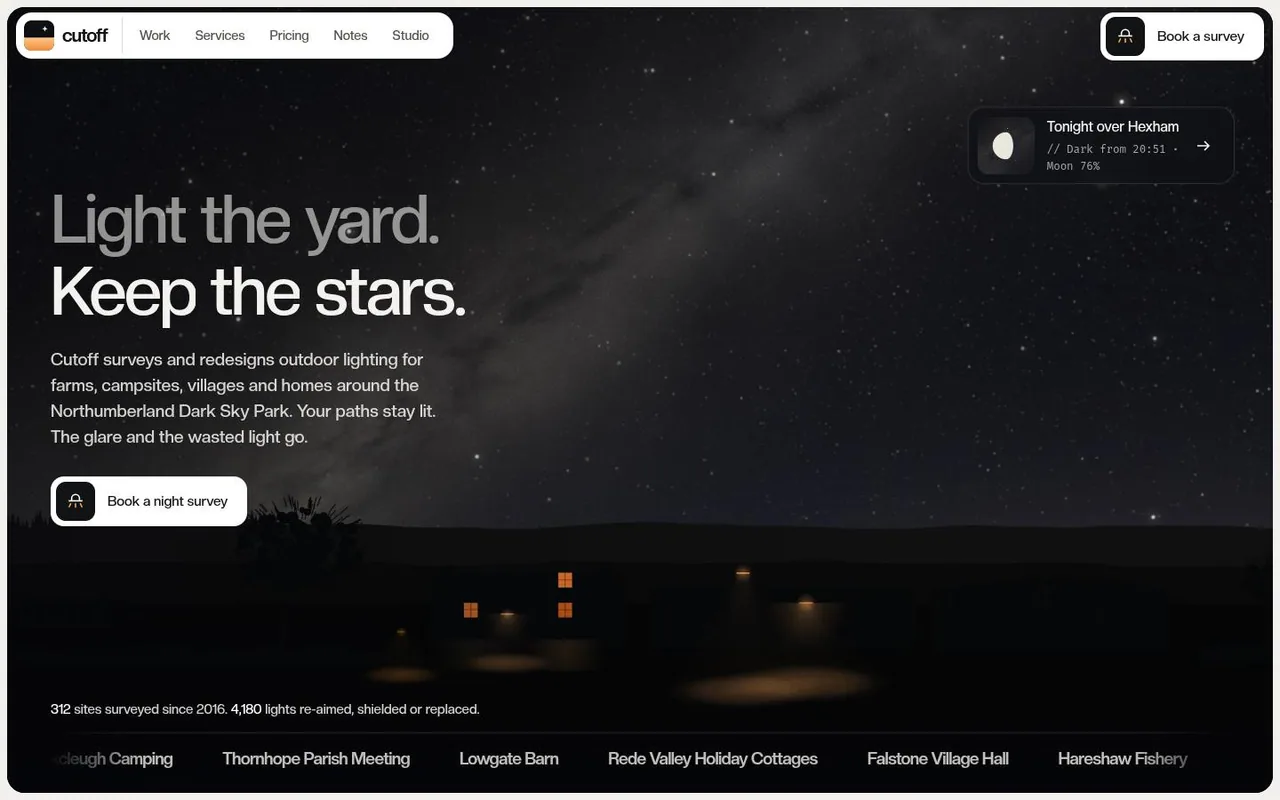 The top of CUTOFF as it looks in a browser.