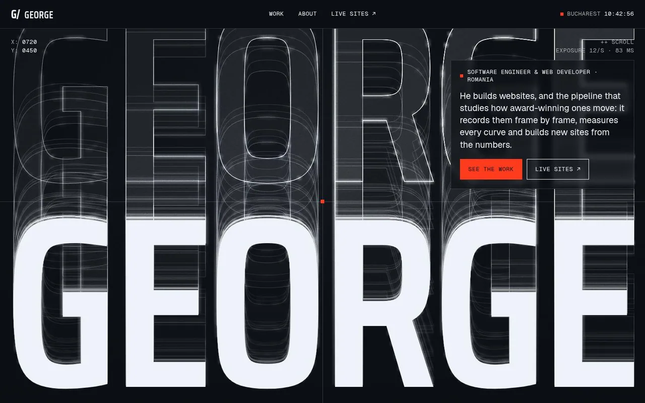 The top of GEORGE as it looks in a browser.