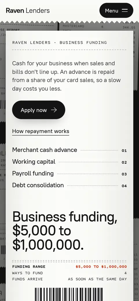 RAVEN LENDERS „Batch Close” — phone capture