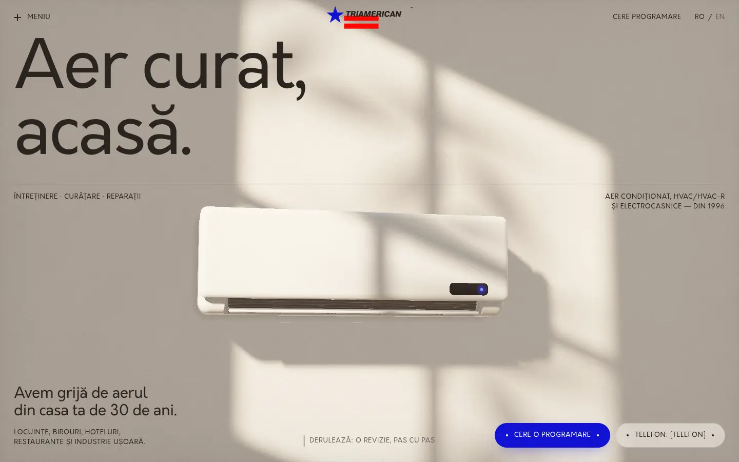 TRIAMERICAN „Porțelan” — full home page capture