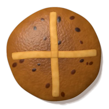 Hot cross bun, seen from above