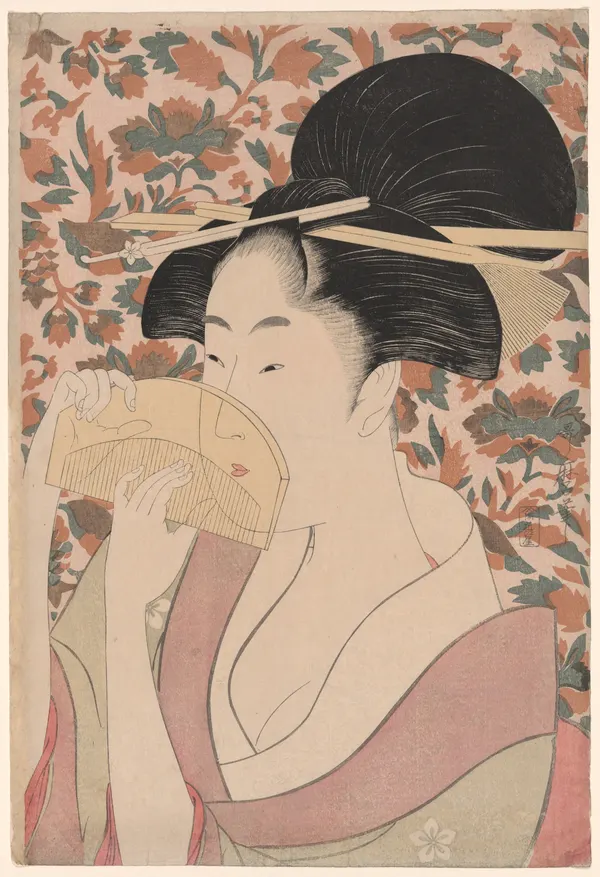Kitagawa Utamaro, Woman Holding a Tortoise-shell Hair-comb, c. 1795/96