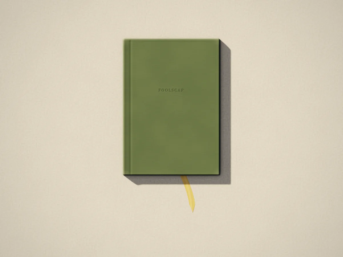 Askew notebook, dotted, photographed on the counter