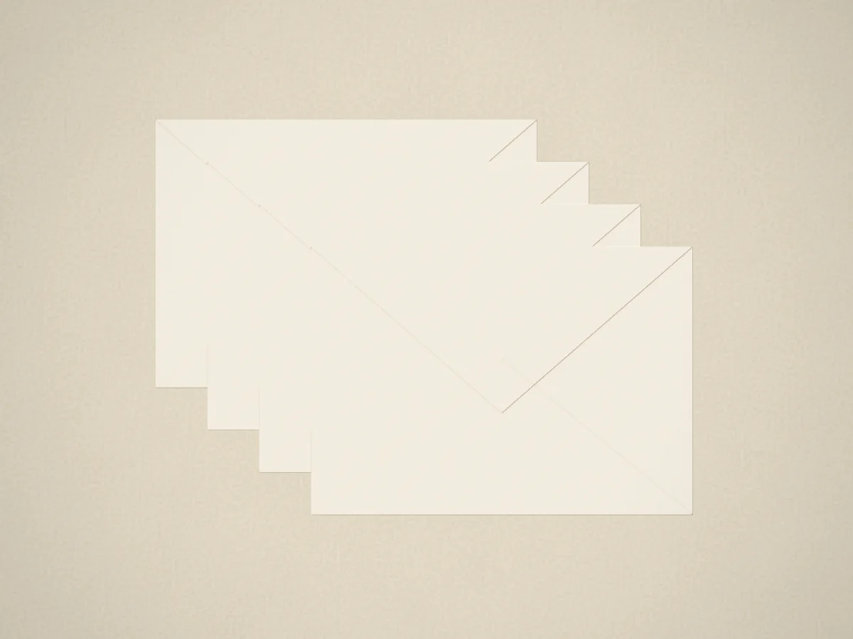 Laid envelopes, photographed on the counter