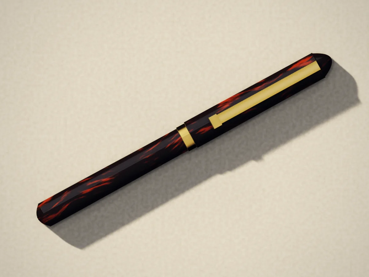 Ebonite fountain pen, photographed on the counter
