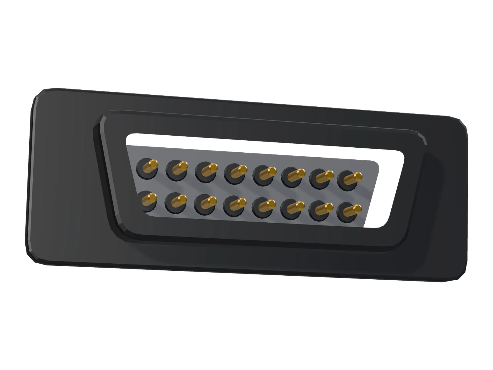 An OBD-II diagnostic socket with its sixteen brass pins