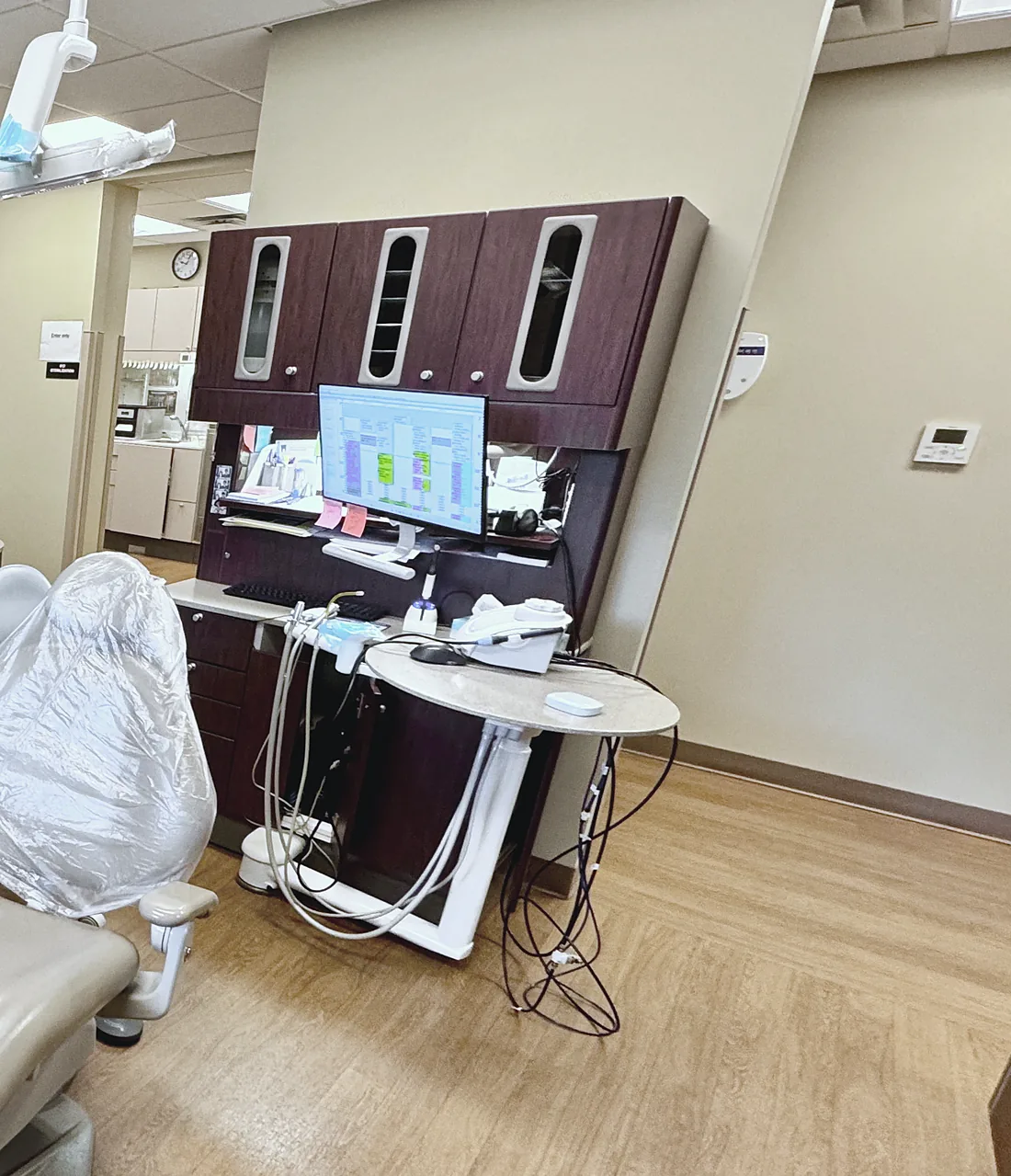 The screen beside the chair in treatment room one, where your X-rays and photos are shown