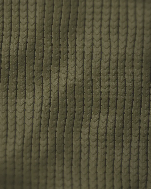 The cloth of No. 08 seen close: olive lambswool