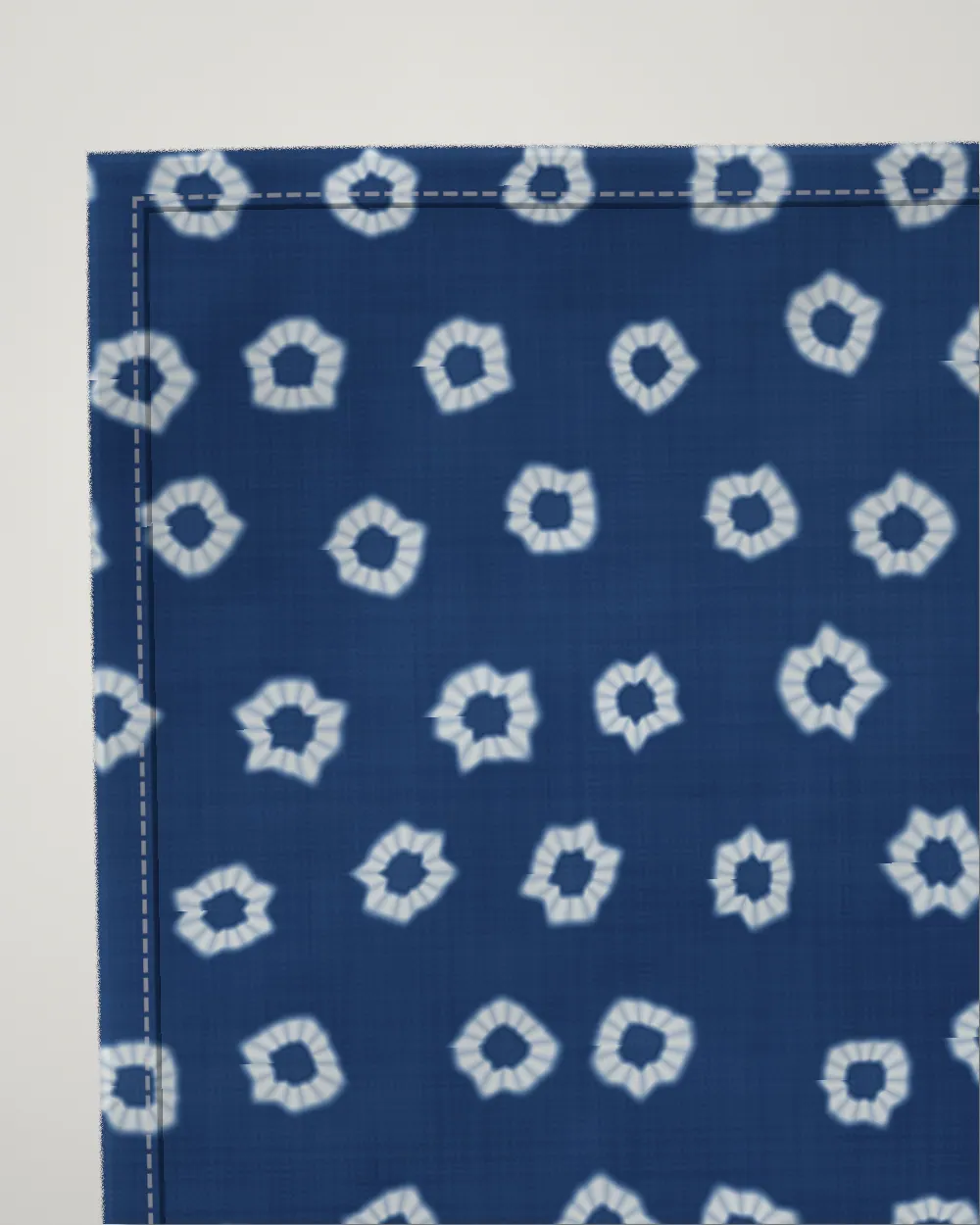 Kanoko bandana, close-up of the cloth and hem, Deep