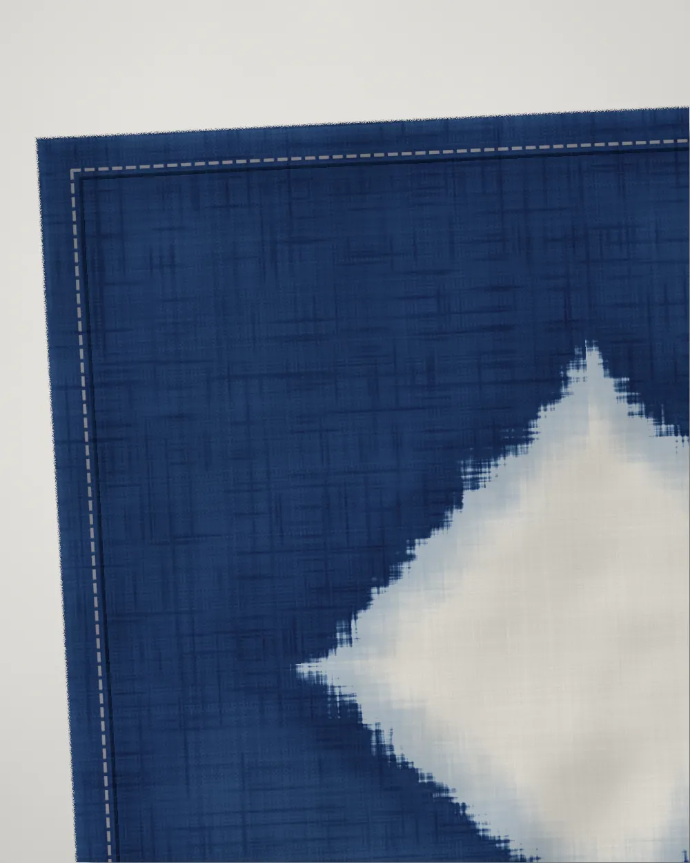 Itajime cushion cover, close-up of the cloth and hem, Deep