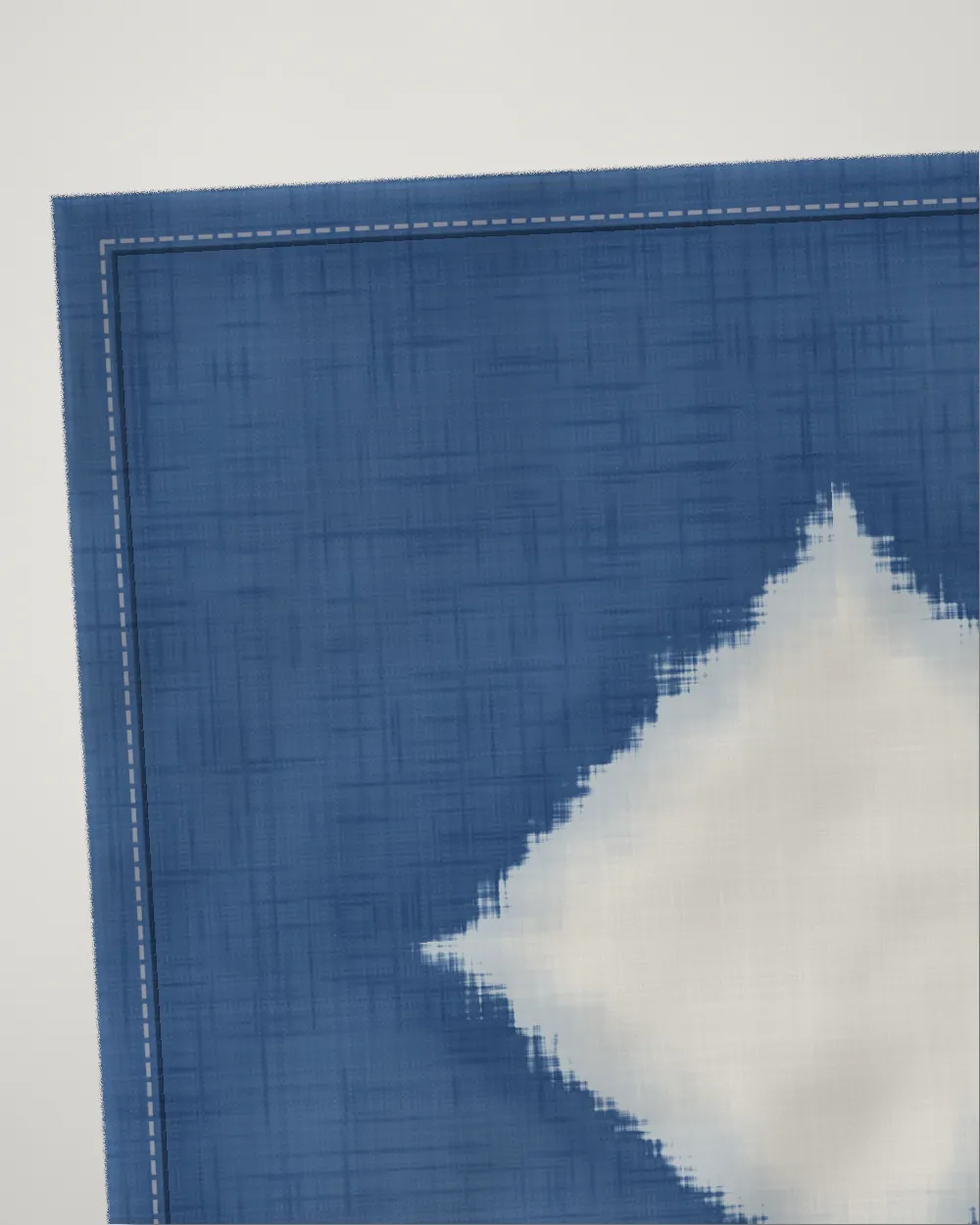 Itajime cushion cover, close-up of the cloth and hem, Mid