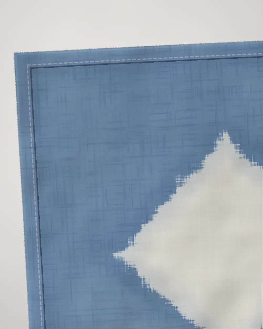 Itajime cushion cover, close-up of the cloth and hem, Pale