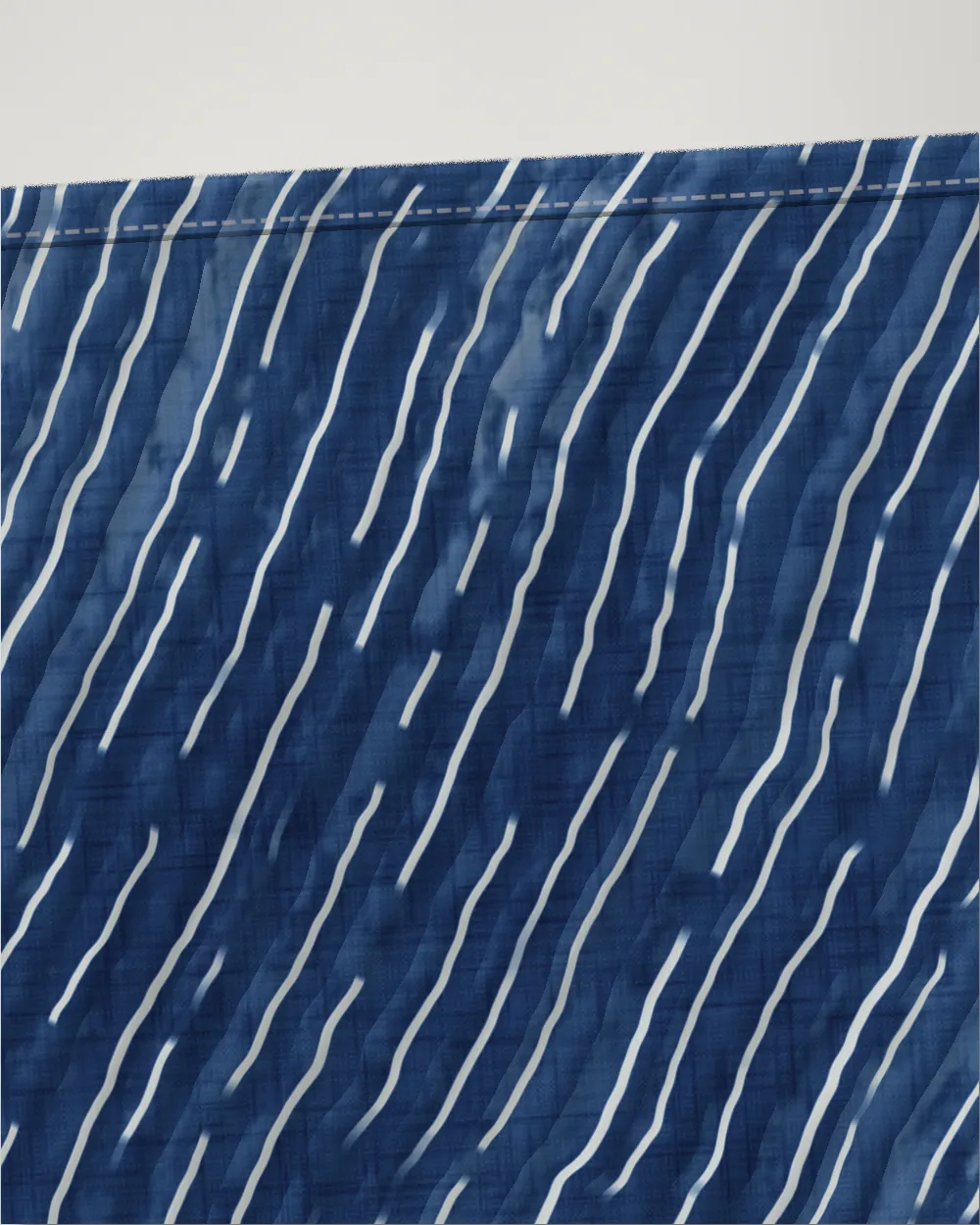 Arashi table runner, close-up of the cloth and hem, Deep