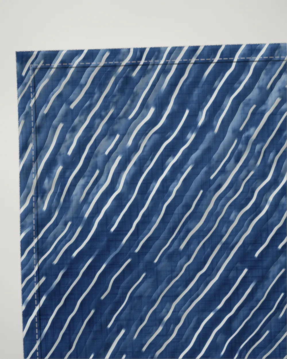 Arashi tea towel, close-up of the cloth and hem, Deep