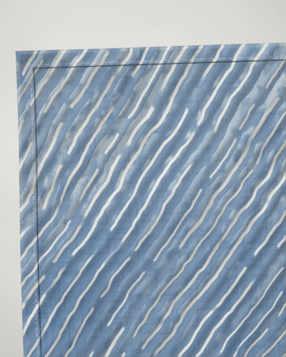 Arashi tea towel, close-up of the cloth and hem, Pale