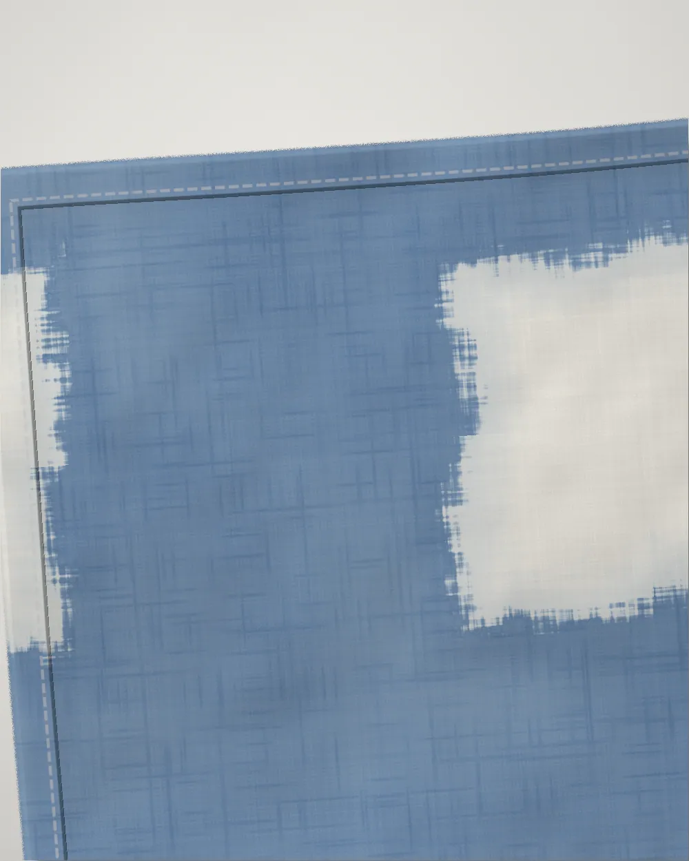 Itajime tea towel, close-up of the cloth and hem, Pale