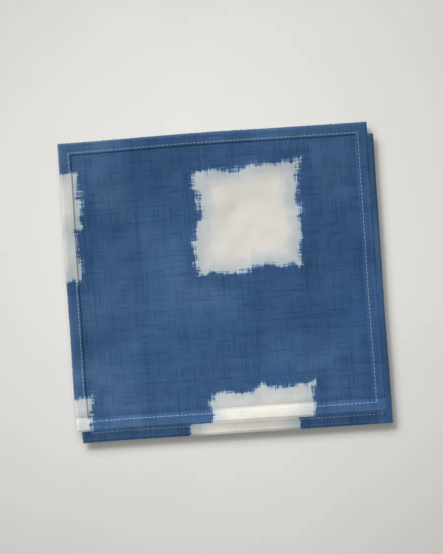 Itajime tea towel, folded, Mid shade