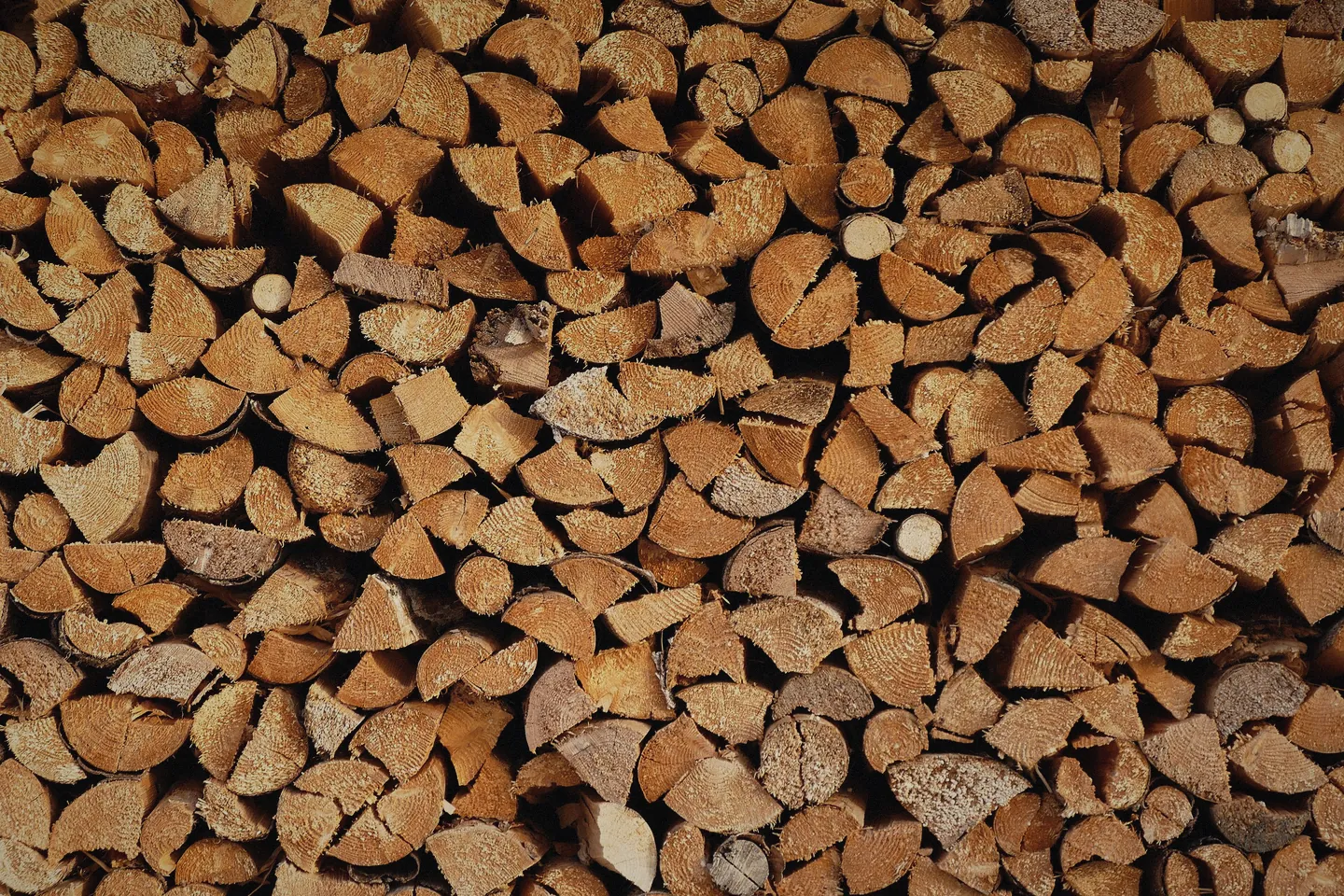 Split logs stacked end-on