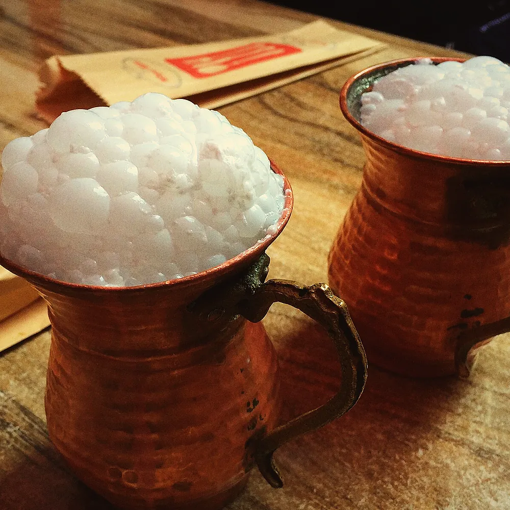 Ayran in copper cups