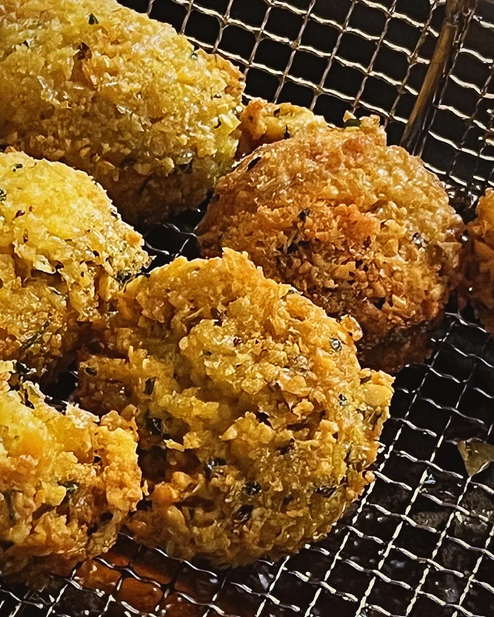 Falafel out of the fryer