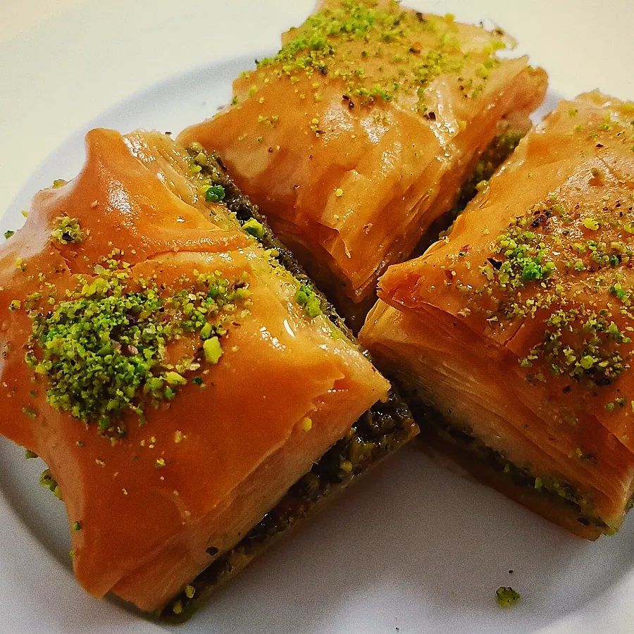 Baklava, three pieces