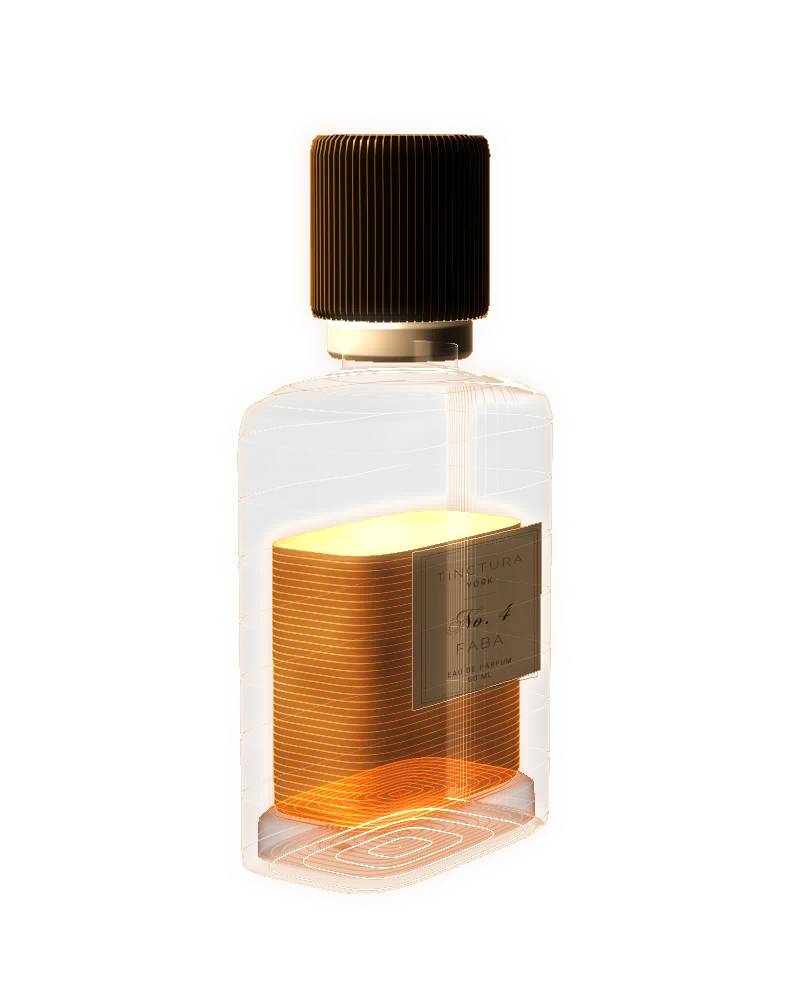 No. 4 Faba in its bottle, label turned to the side
