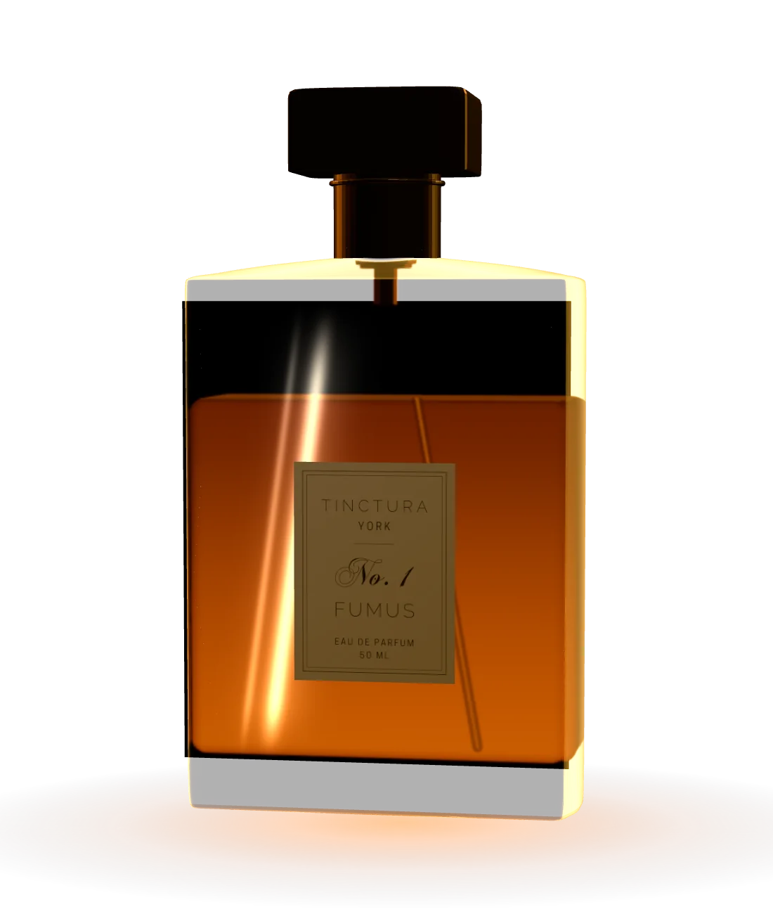 A Tinctura bottle of No. 1 Fumus, capped, seen from the front