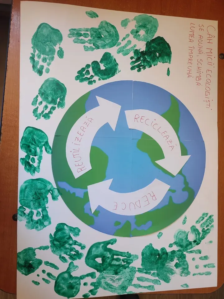 Poster reciclare cu palme verzi