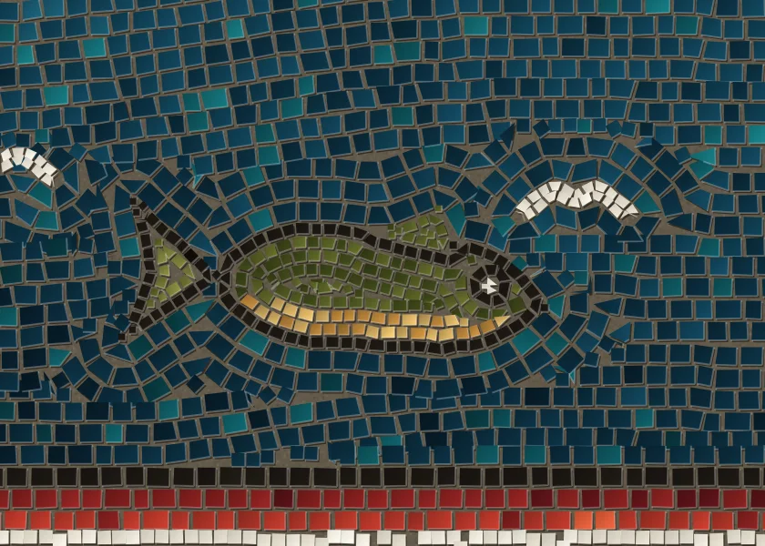 A fish, and the rows bending round it