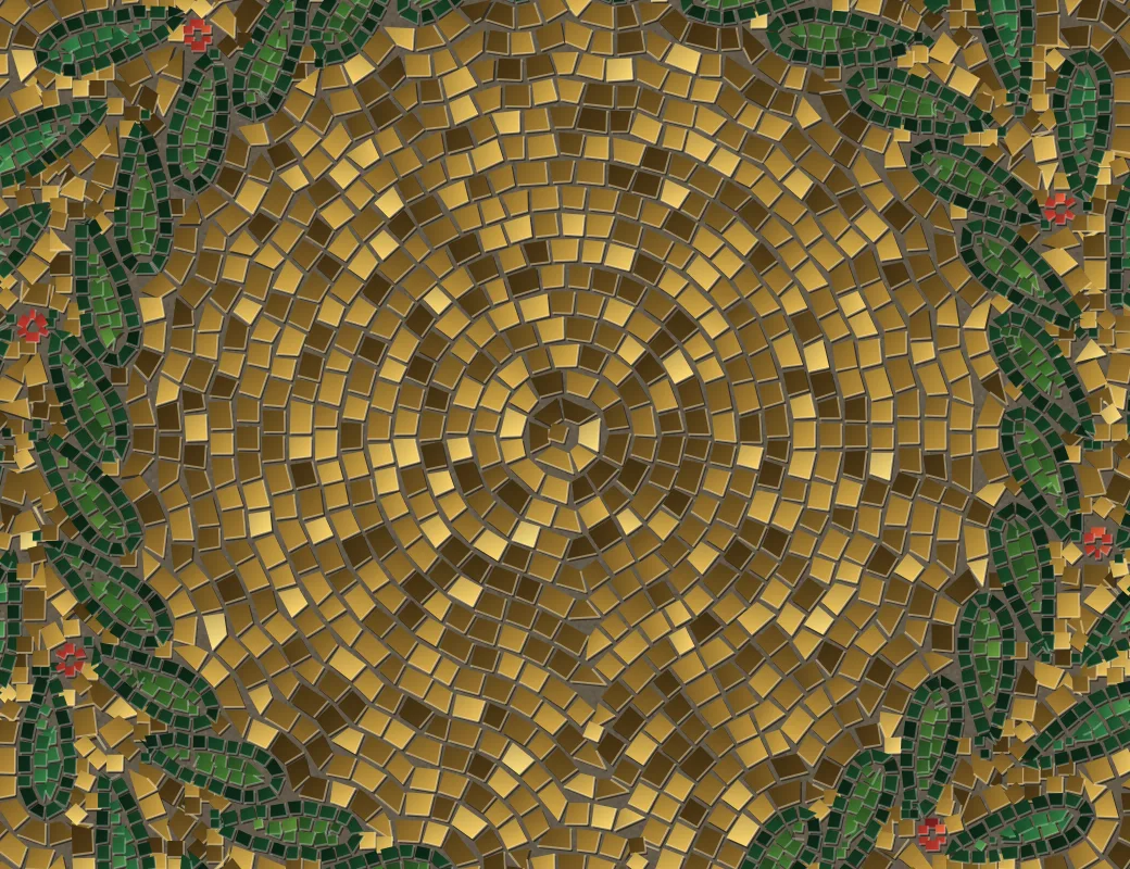 Plain gold, rows turning round the wreath