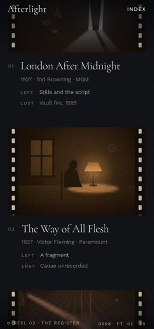AFTERLIGHT on a phone, register page
