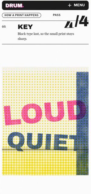 DRUM Riso on a phone, index page