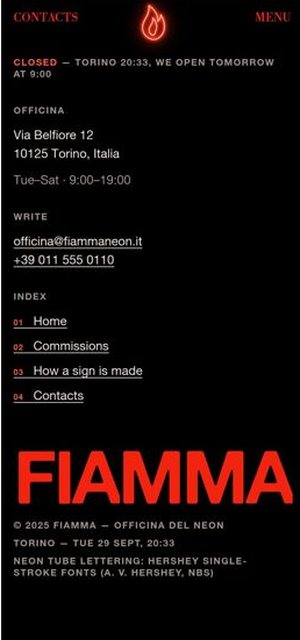 FIAMMA on a phone, index page