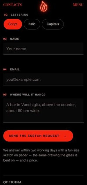 FIAMMA on a phone, contacts page