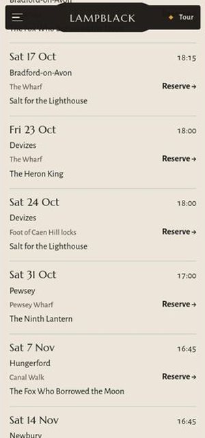 LAMPBLACK on a phone, index page