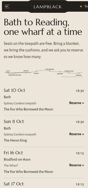 LAMPBLACK on a phone, tour page