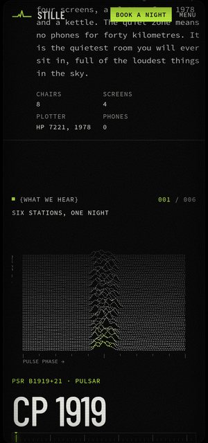 STILLE on a phone, index page
