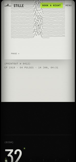 STILLE on a phone, index page