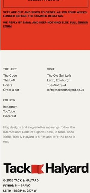 Tack & Halyard on a phone, index page